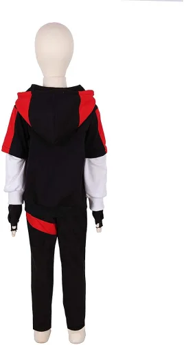 Vista 3 de Sudadera con capucha de manga corta para niños con capucha para Halloween con capucha manga larga con cremallera sin botones