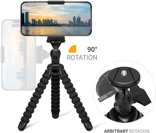 Vista 8 de ZTON trípode flexible para teléfono celular pequeño, montaje para teléfono celular ajustable, soporte Octopus universal para iPhone, Samsung, cámara