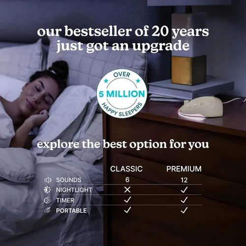 Vista 5 de Homedics Sleep Better - Máquina de sonido portátil, luz nocturna, 12 sonidos relajantes incluyendo ruido blanco, lluvia y tormenta eléctrica, diseño