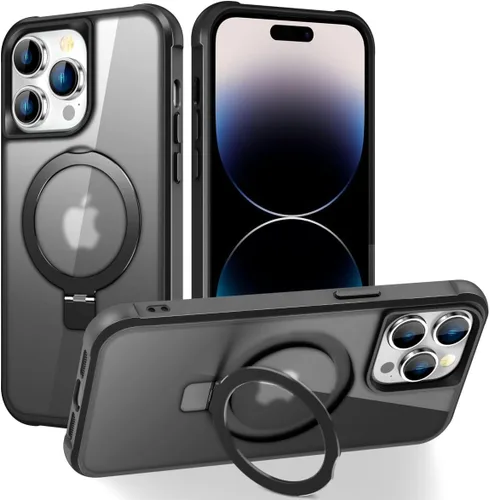 Vista 89 de CHAOFEnG Funda magnética compatible con iPhone 11 con soporte, prueba de caídas de grado militar, compatible con imán, anillo translúcido, parte