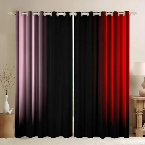 Vista 24 de Feelyou Cortinas abstractas degradadas para niños, adolescentes y mujeres, cortinas de ventana azules, moradas y negras, tratamientos geométricos
