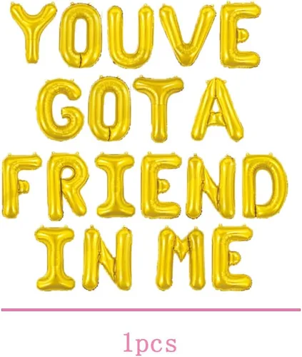 Vista 2 de BEOXAGAR Cartel de globos con texto en inglés "You've Got a Friend In Me" (You've Got a Friend In Me), suministros para fiestas de cumpleaños