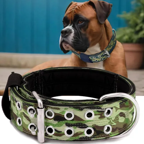 Vista 13 de Collar de perro para perros grandes, collares negros de 2 pulgadas con asa para perros de raza extragrande, collar táctico de nailon K9 resistente