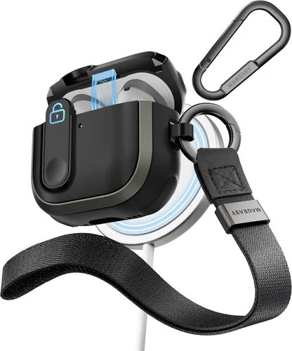 Vista 17 de MAGEASY Odyssey - Funda para AirPods Pro 2, funda resistente para AirPods Pro con bloqueo seguro, clip de mosquetón para protección a prueba