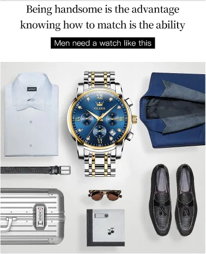 Vista 6 de OLEVS Relojes para hombre reloj de lujo de cuarzo luminoso resistente al agua cronógrafo para hombre