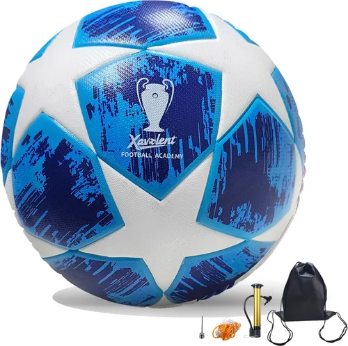 Vista 12 de Professional Soccer Ball Size 5,4 -Thermal Bonded Waterproof PU Match-Quality Training Ball with Pump