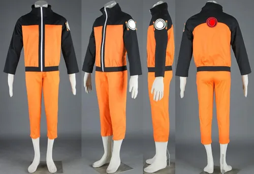 Vista 3 de ZNZXYCOS Conjunto de disfraz de anime para adultos color naranja y negro talla estadounidense para Halloween cosplay