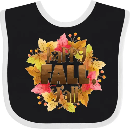 Vista 9 de inktastic Happy Fall, Y'all Fall Leaves Wreath Baby Bib