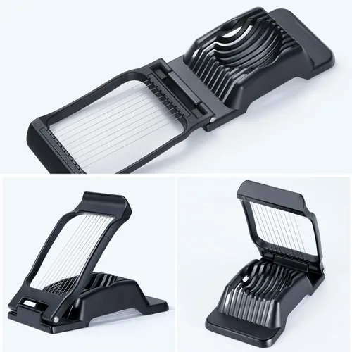 Vista 7 de Sopito Rebanadora de huevos de alambre de acero inoxidable resistente para huevos duros y fresa, otros alimentos suaves, color negro