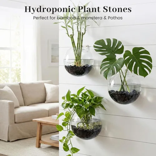 Vista 4 de FUTUREPLUSX Canicas de Vidrio Plano Negro de 5 Libras, Cuentas de Piedras Preciosas, Rocas de Acuario para Pecera, Piedras de Grava a Granel