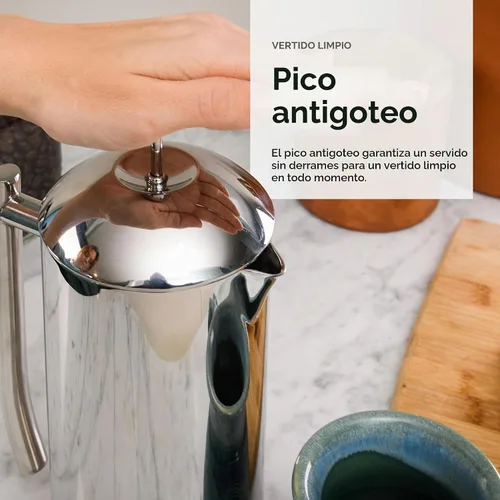 Vista 5 de Cafetera de prensa francesa Frieling - 23 oz, acero inoxidable de doble pared pulido - Prensa francesa aislada para acampar - Cafetera de café