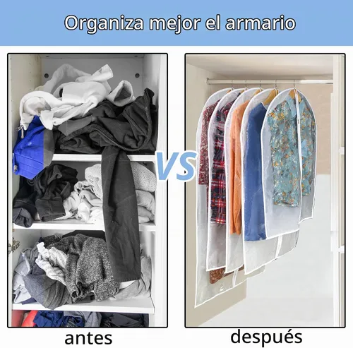 Vista 6 de Bolsa de ropa transparente para almacenamiento en el armario, bolsas de vinilo para colgar ropa, bolsas cortas para colgar ropa, fundas de abrigo