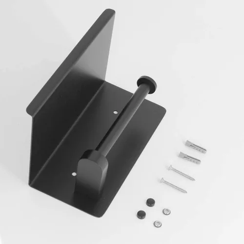 Vista 5 de Soporte de papel higiénico con estante negro mate, accesorios de baño, decoración SUS 304 de acero inoxidable moderno soporte para toallas de papel
