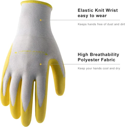 Vista 2 de HANDLANDY HLDD Gardening Gloves for Women, Womens Work Gloves with Foam Nitrile Coating, 6&3 Pairs Garden Glove DIY (12 pairs)