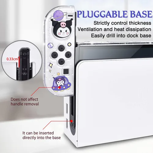 Vista 2 de DLseego Little Devil Rabbit - Funda protectora OLED con interruptor de purpurina para astronauta, transparente, acoplable, antiarañazos, carcasa