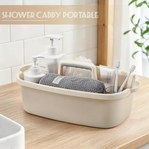 Vista 2 de Organizador de suministros de limpieza grande portátil con asa, cubo de plástico, almacenamiento de herramientas para baño, dormitorio, cocina