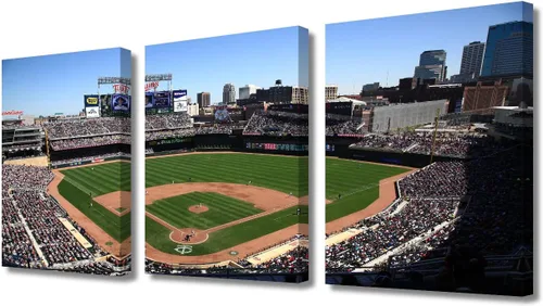 Vista 50 de TUMOVO American Major Baseball - Lienzo decorativo para pared, diseño de estadio de los Bravos, 3 piezas, arte de pared de Filadelfia, cuadros