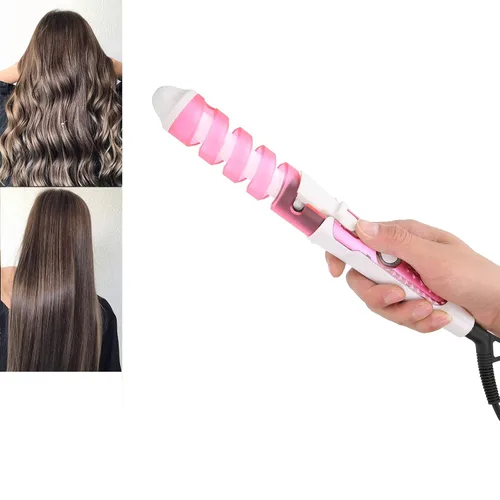 Vista 5 de KIMISS Varita rizadora en espiral, rizador de pelo eléctrico y estilizador con barril de cerámica, 110-240V