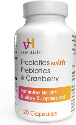 Vista 2 de vH essentials Probióticos con prebióticos y arándanos cápsulas de suplemento de salud femenina (544-36) y toallitas limpiadoras femeninas