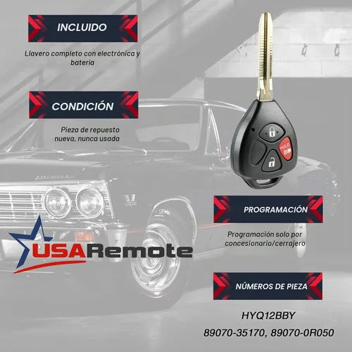 Vista 3 de Llavero de llave de auto con entrada sin llave compatible con Toyota 4Runner 2010-2016 / Rav4 2010-2012 / Yaris 2012-2015 (HYQ12BBY con chip G)