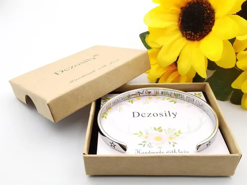 Vista 289 de Pulseras inspiradoras para mujer, joyería de acero inoxidable, con refranes, pulsera motivacional con mensaje oculto, pulseras grabadas para mejor