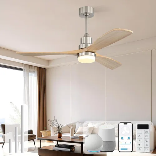 Vista 10 de Sofucor Ventilador de techo de 52 pulgadas con control remoto de luces, 3 postes para ventilador de techo interior y exterior con control remoto
