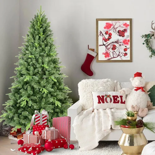 Vista 2 de Árbol de Navidad artificial sin luz de 6 pies, árbol de Navidad de abeto verde festivo con 1296 puntas de rama, árbol de Navidad realista de abeto