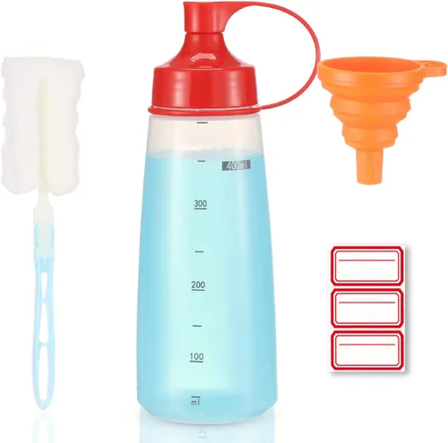 Vista 19 de Botella exprimidora de condimentos para salsas de boca ancha, botellas de plástico para condimentos, pintura, salsa de tomate, mostaza, aceite