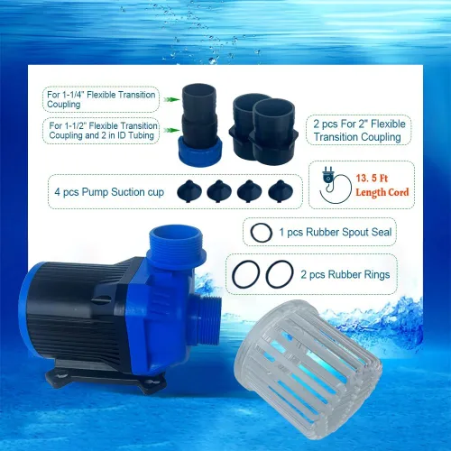 Vista 3 de NEZO Bomba de agua para acuario con controlador, sumergible y bomba de retorno de ahorro de energía en línea para acuario, tanque de peces de agua