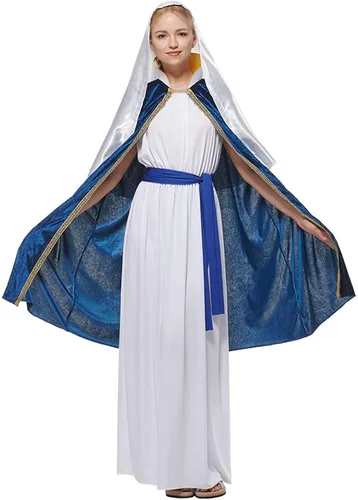 Vista 3 de EraSpooky Disfraz de Virgen María para mujer bata bíblica