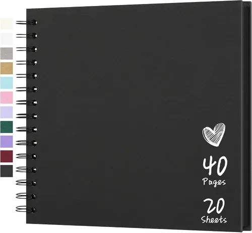 Vista 18 de Álbum de recortes de 7 x 7 pulgadas, álbum de recortes DIY de tapa dura de papel kraft, álbumes de fotos, 40 páginas, perfecto para fotos de 4 x 6