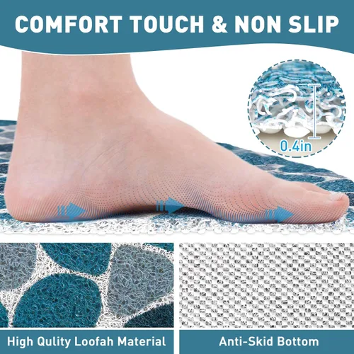 Vista 3 de Alfombrilla de ducha esquinera antideslizante: Mofonky - Tapete de ducha triangular grande de 27.5 x 27.5 pulgadas para ducha interior, tapete