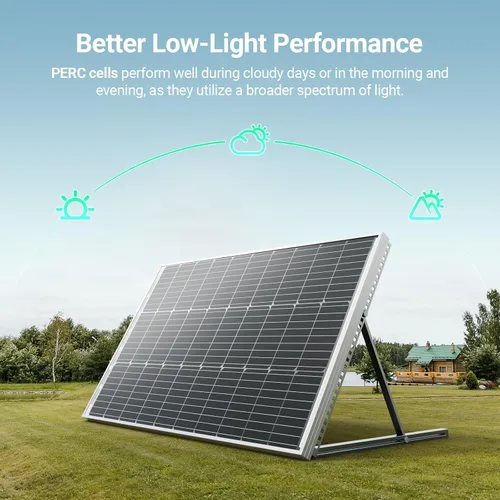 Vista 5 de HQST Panel solar bifacial de 100 W, 12 V, alta eficiencia de hasta un 25 % con tecnología de células PERC, impermeable IP68 para un mejor
