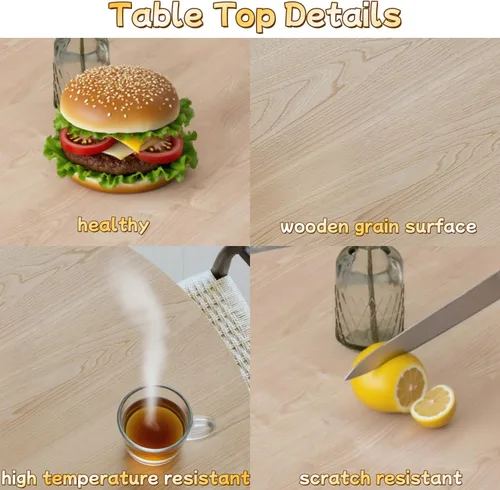 Vista 7 de Mesa de comedor de madera moderna de mediados de siglo, pequeñas mesas de cocina redondas de madera con patas de madera, mesa de comedor redonda