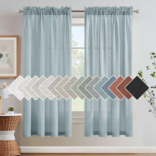 Vista 28 de H.VERSAILTEX Cortinas texturizadas de lino con filtro de luz para sala de estar, tratamiento de ventanas, cortinas naturales y duraderas