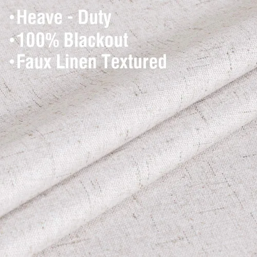 Vista 8 de H.VERSAILTEX Cortinas de lino texturizadas 100% opacas con aislamiento térmico (marfil, 2 paneles, 52 x 84 pulgadas) paquete de cortinas