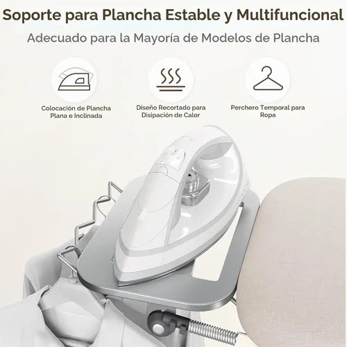 Vista 6 de Yaheetech - Tabla de planchar con soporte para plancha, soporte para cables y perchero, 43 x 14 pulgadas