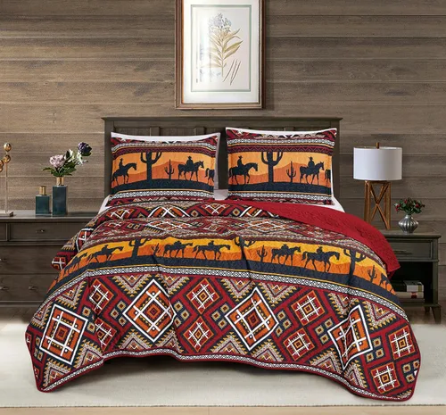 Vista 16 de Chezmoi Collection Remy - Juego de edredón de 2 piezas con motivo geométrico del suroeste, multicolor, gris, blanco, marrón claro, juego de colcha