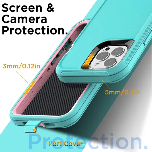 Vista 7 de AICase Funda para iPhone 14 Pro Max (6.7") con Protector de Pantalla de Vidrio, Protección contra Caídas de Servicio Pesado, Cuerpo Completo