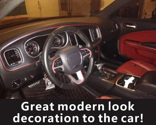 Vista 4 de Tira decorativa para interior de coche naranja, moldura para puerta, tablero, incluye herramienta de instalación, 10 pies