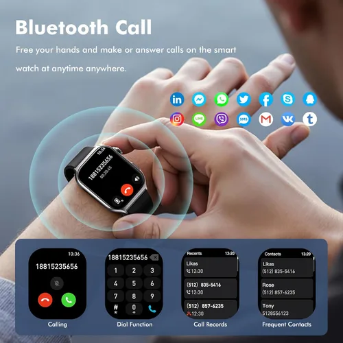 Vista 2 de YMS Reloj inteligente Android para mujer, llamada Bluetooth, compatible con Android e iOS, pantalla HD de 2.0 pulgadas, rastreador de frecuencia