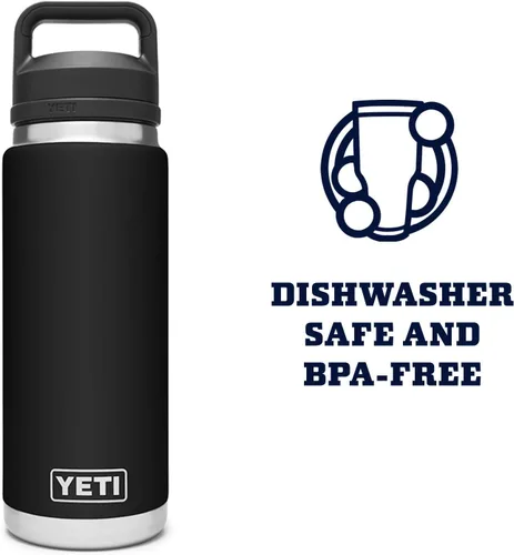 Vista 5 de YETI Rambler - Botella de 26 oz, aislada al vacío, de acero inoxidable con tapa Chug, color negro