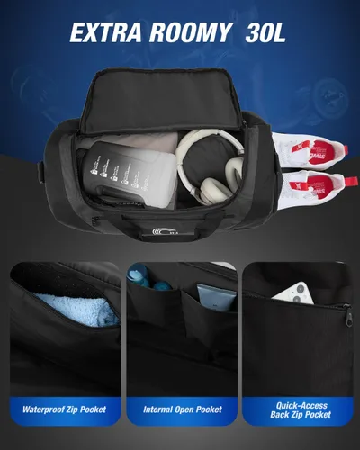 Vista 2 de Gonex Bolsa de lona para gimnasio con compartimento para zapatos, bolsillo húmedo, bolsa deportiva de gran capacidad para hombres y mujeres, bolsa