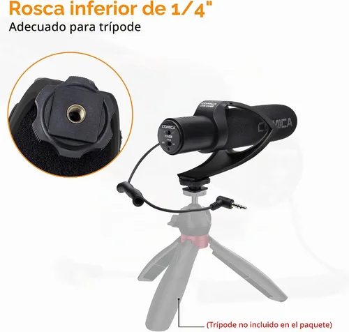 Vista 4 de Comica CVM-V30 Pro Micrófono de cámara direccional de condensador de escopeta supercardioide para cámara Canon Nikon Sony Panasonic DSLR