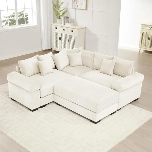 Vista 72 de ODUSE-DAILY Sofá modular de gran tamaño de 117.3 pulgadas, sofás modulares grandes de pana para sala de estar, sofás de 3 plazas, moderno juego