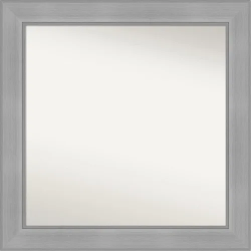 Vista 337 de Amanti Art Espejo de baño plateado para sobre el fregadero, 24 x 24 pulgadas, espejo cuadrado de peltre forjado a medida, marco de madera casual