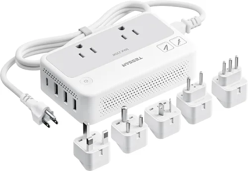 Vista 9 de TESSAN - Convertidor de voltaje de viaje de 220 V a 110 V, color negro