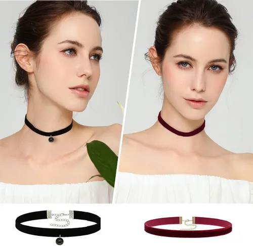 Vista 7 de Prohouse Black Womens Chokers Gothic Collar Lace Velvet Chocker Pendant Necklaces Set for Teen Women Girls