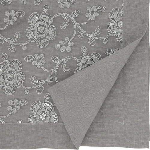 Vista 2 de SARO LIFESTYLE Camino de mesa bordado floral, plateado, 16"x120
