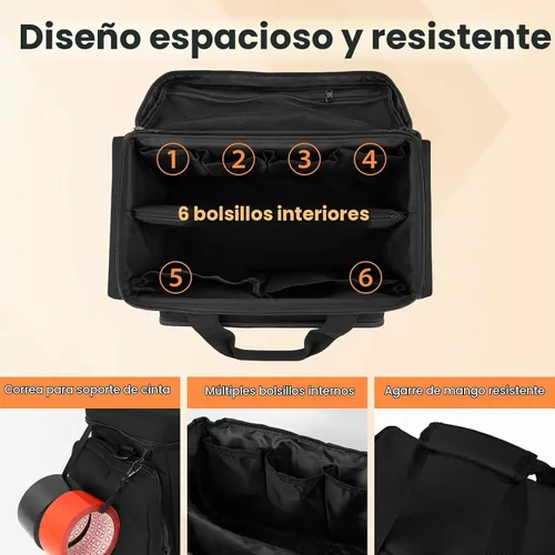 Vista 4 de VJI - Bolsa de herramientas resistente de 18 pulgadas con correa ajustable